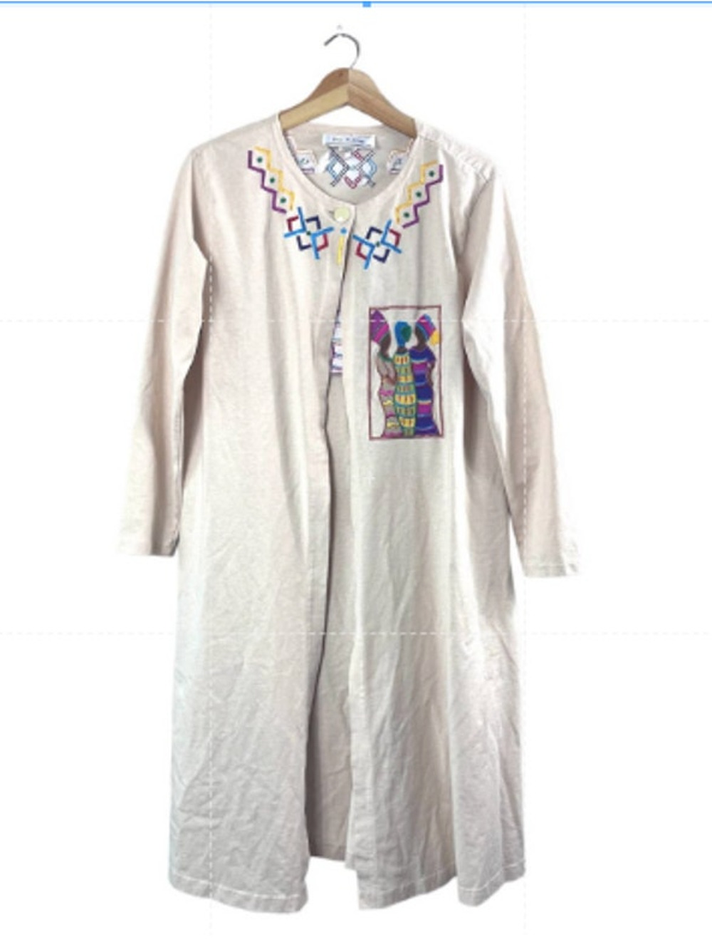 Vintage Bill & June Embroidered Design One Button Robe M
